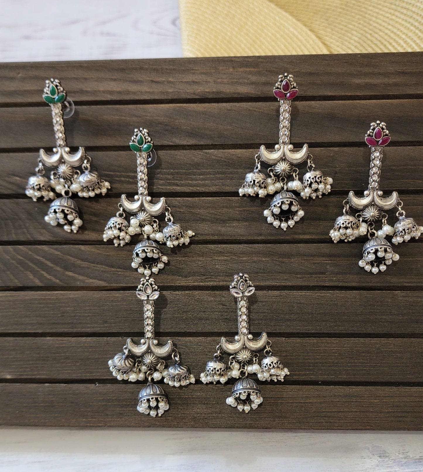 Mythili silver alike jhumka earrings