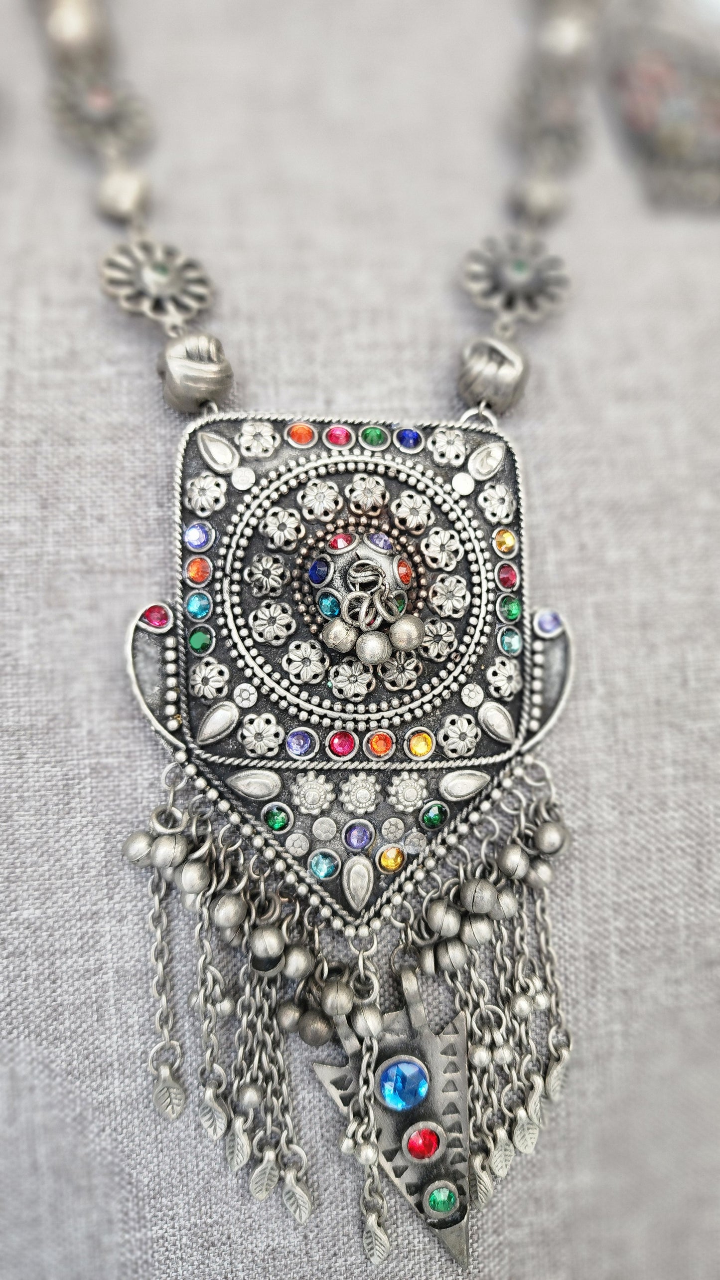 Statement black metal Oxidized necklace set