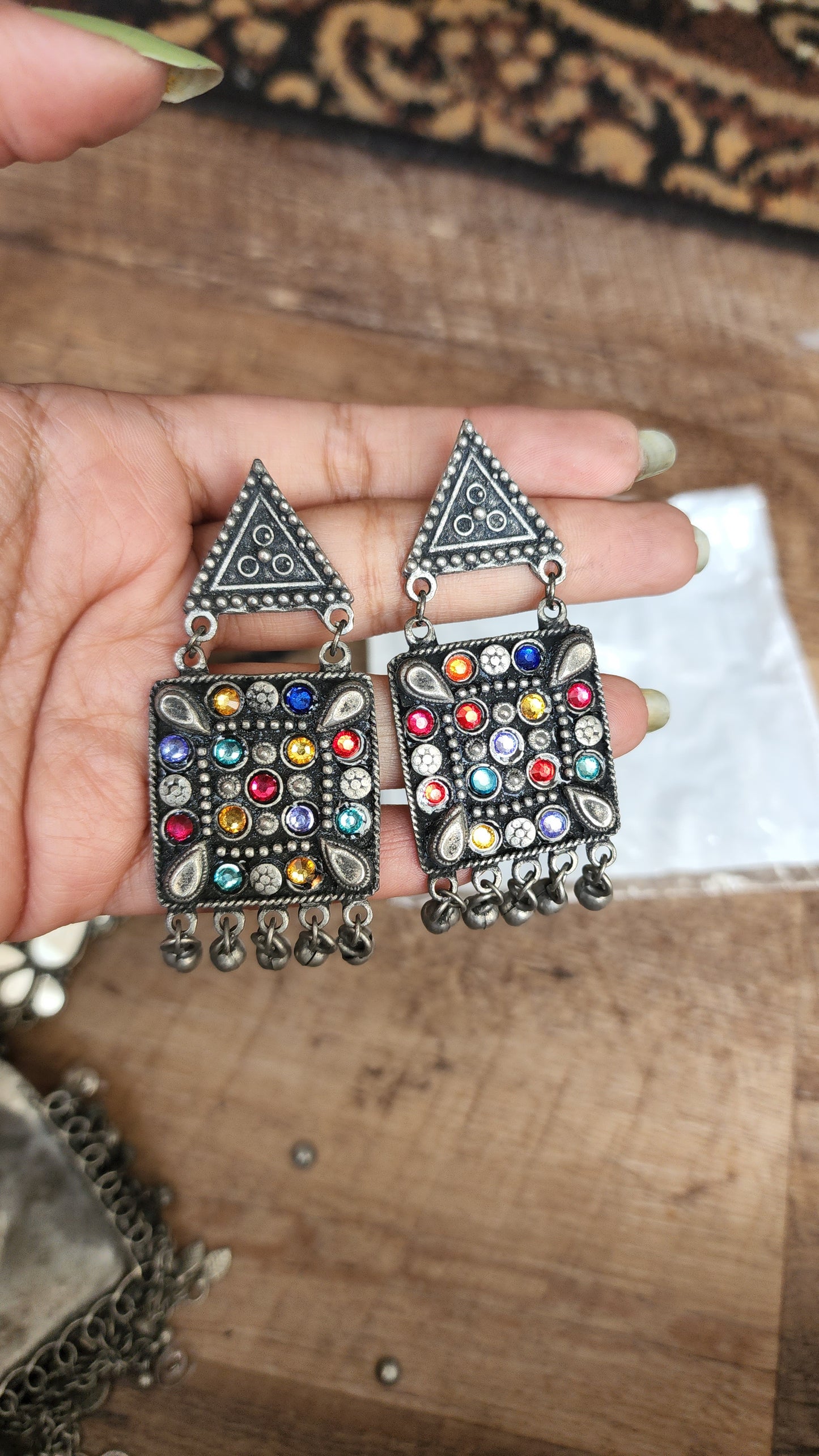 Statement black metal Oxidized necklace set
