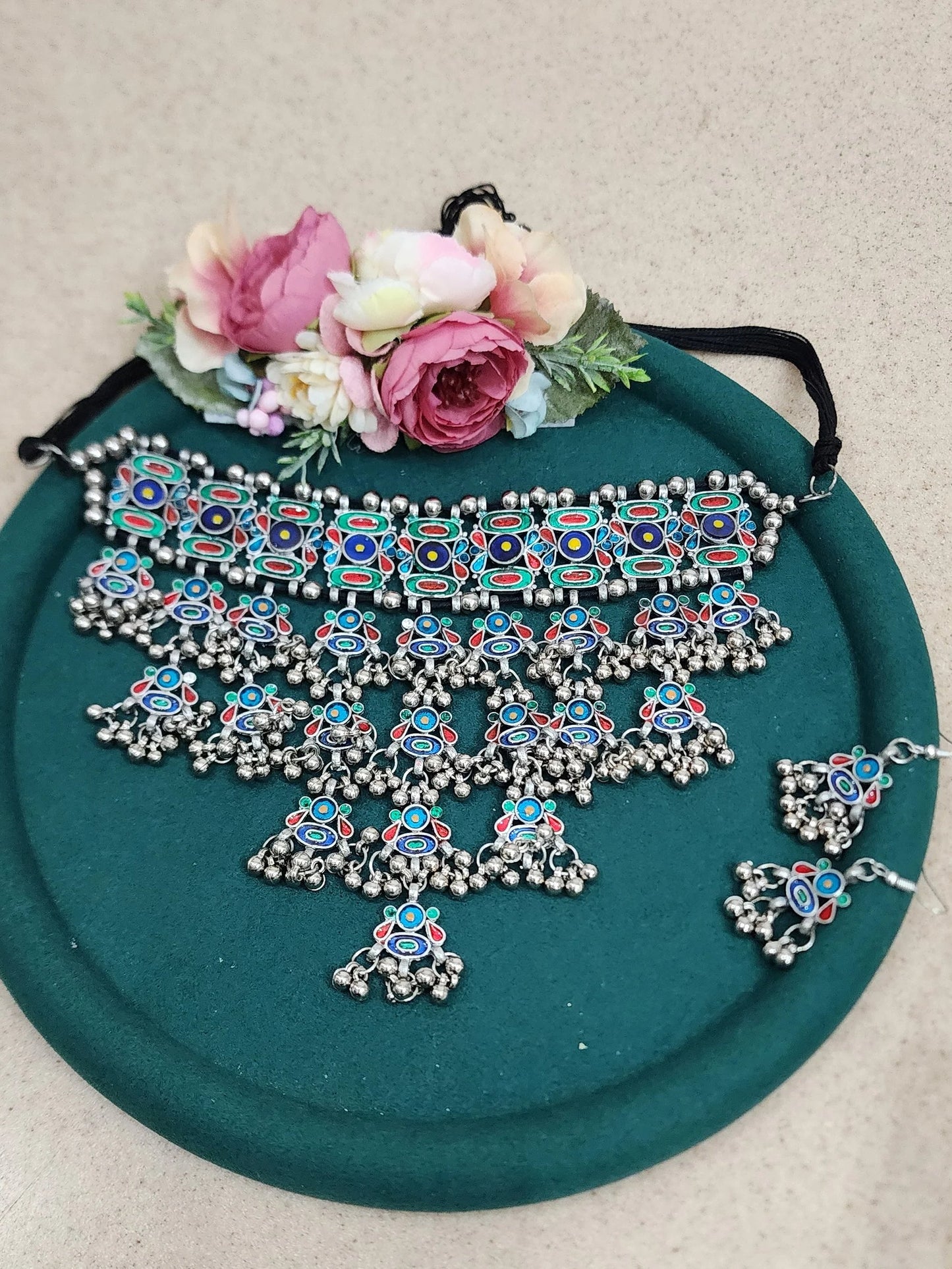 Statement Oxidized necklace set