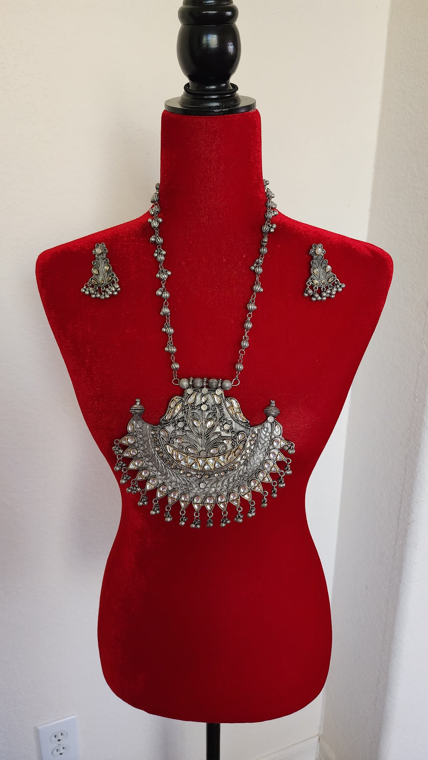 Statement black metal Oxidized necklace