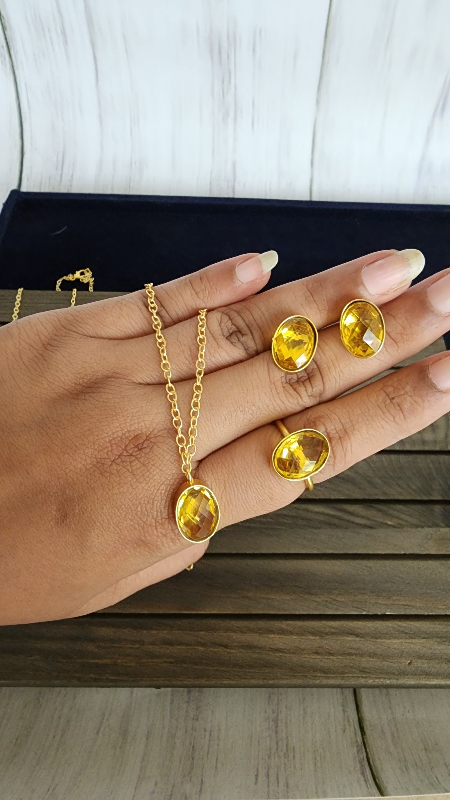 Alisha contemporary necklace earrings ring set