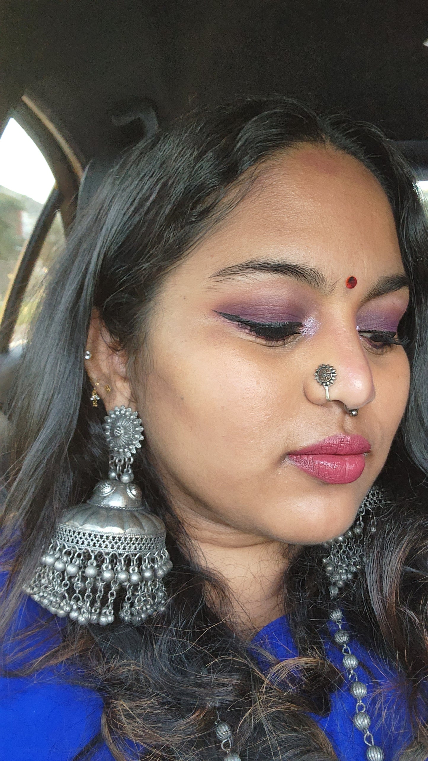 Black metal jhumkas earrings