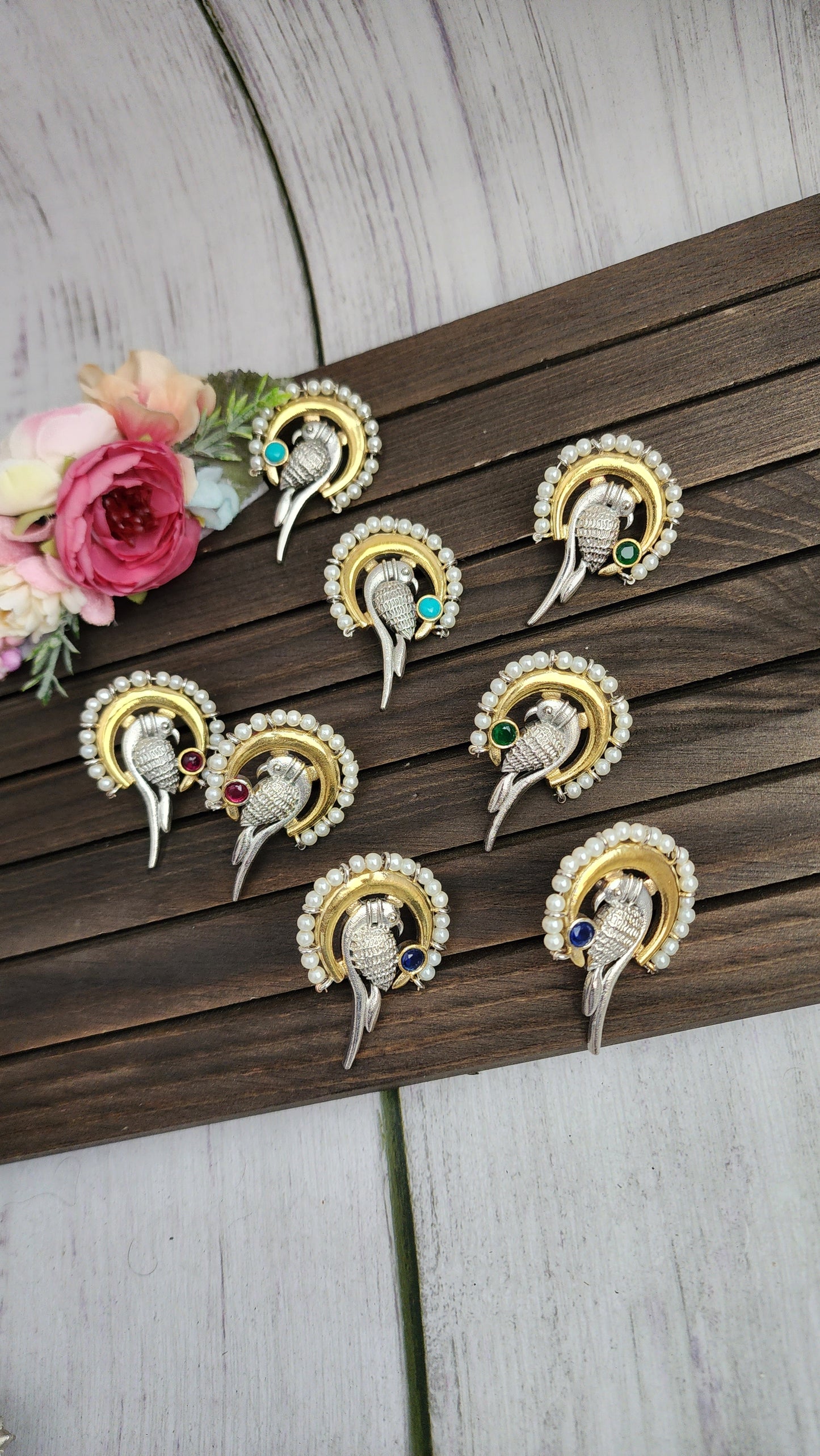 Bird unique dual tone silveralike earrings