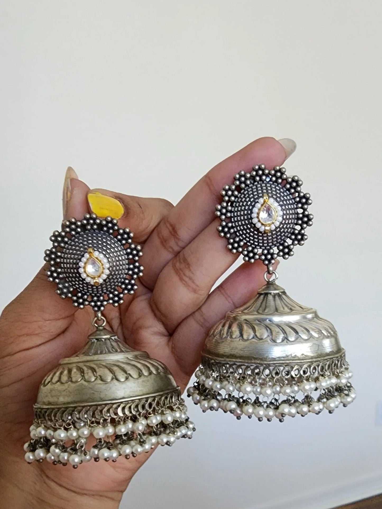 Durga 925 silver polish fusion earrings