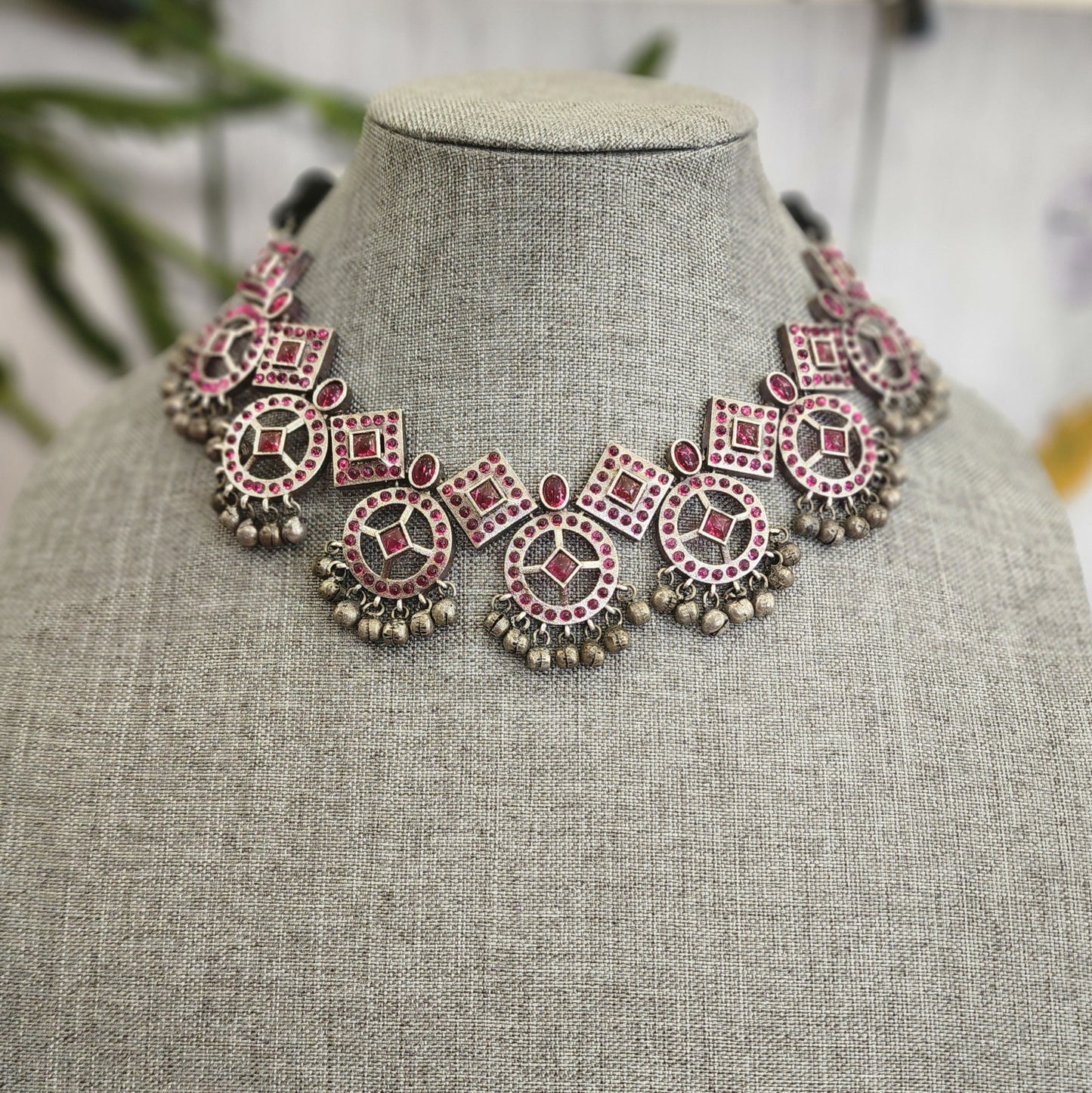 Amora silver alike necklace set