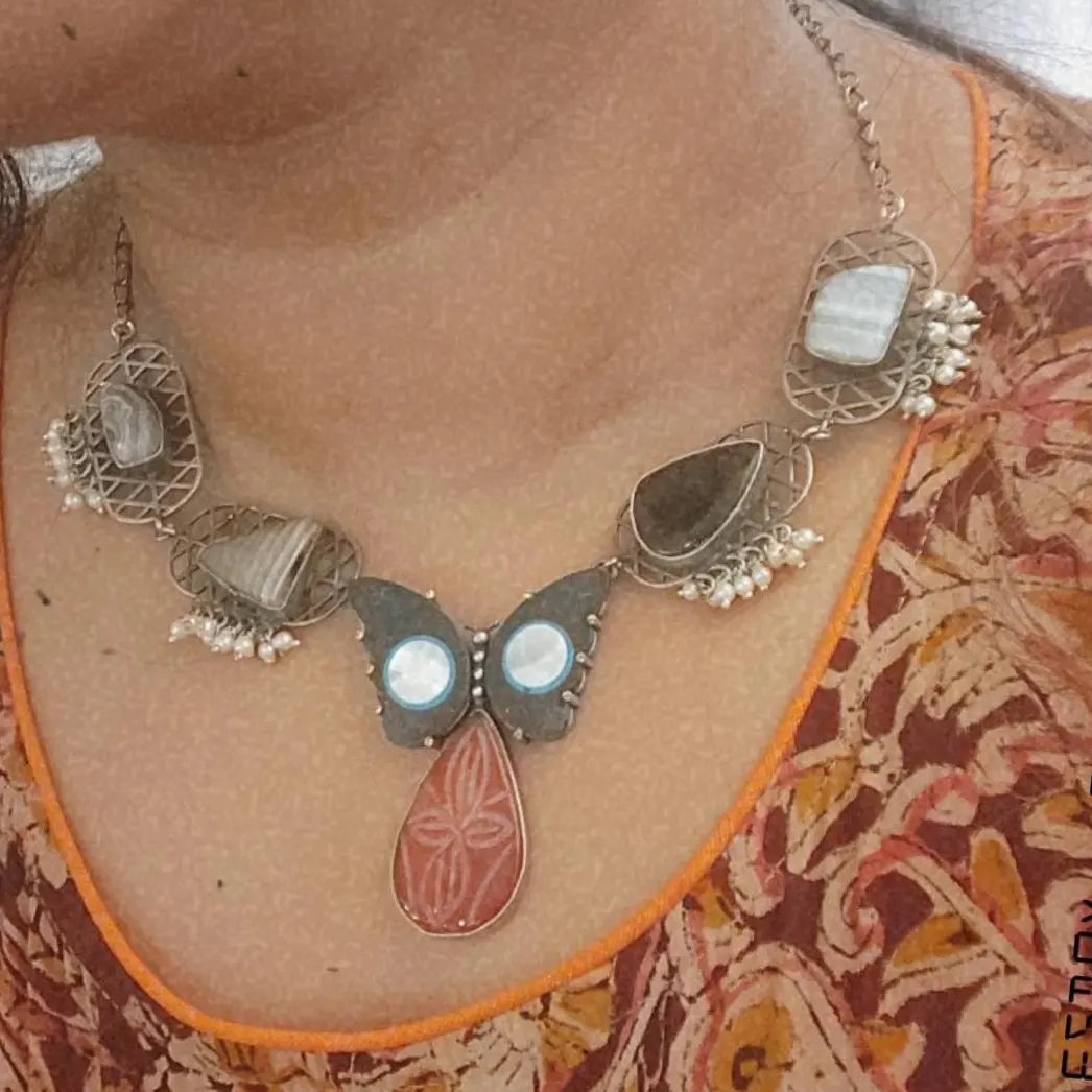 Anuhya fusion contemporary Silver Alike Necklace