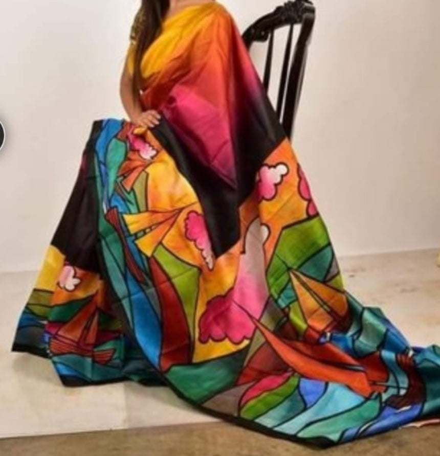 Handpainted pure tussar Saree