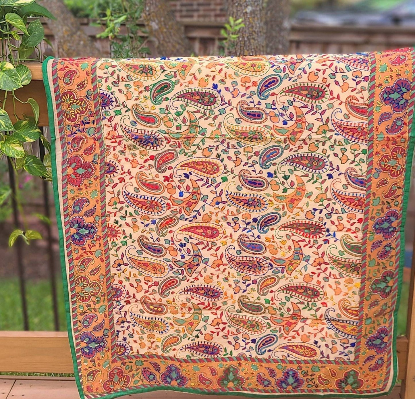 Madhubani dupatta phulkari dupatta hand embroidered dupatta kalamkari gift for her women gifts half white dupatta blue dupatta red dupatta