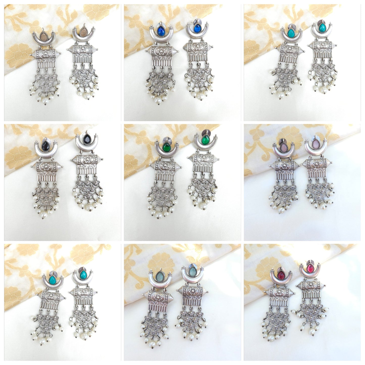 Aditya silver alike earrings