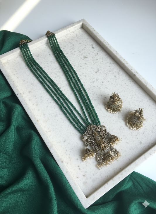 Victorian polki guttapusalu necklace with earrings