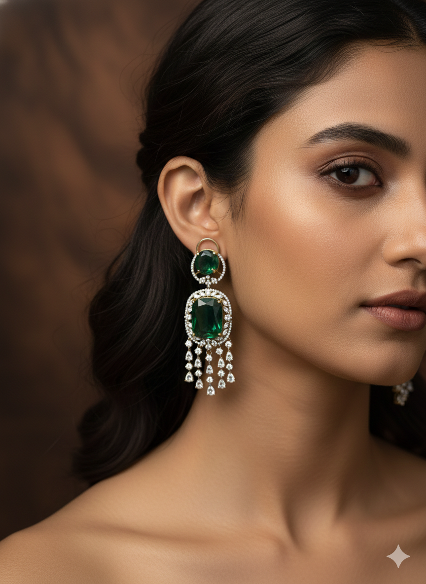 Victorian mossanite polki jhumka earrings