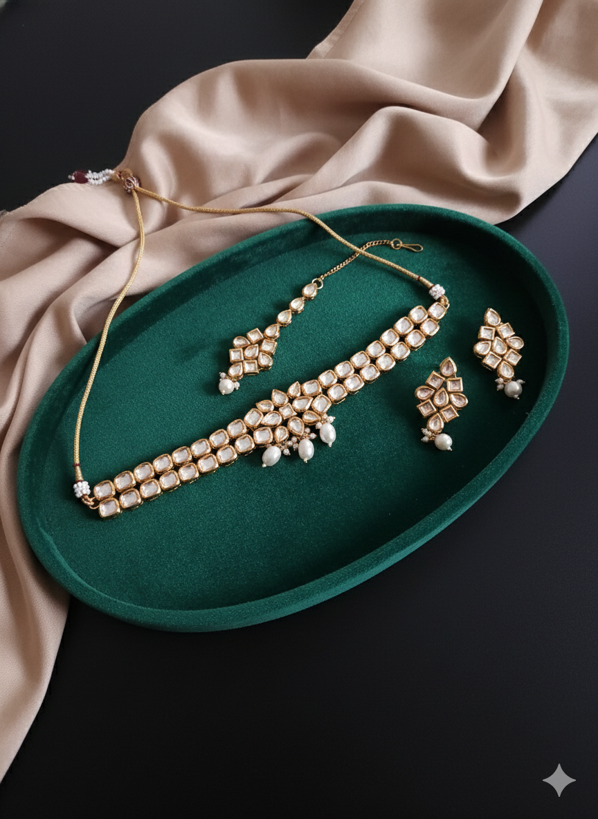 Aashwi kundan meenakari necklace set