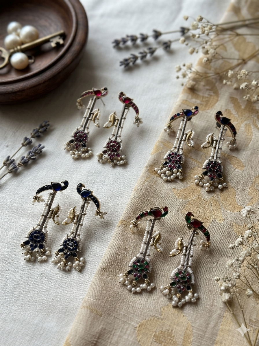 Peacock dualtone earrings | Ethnic earrings
