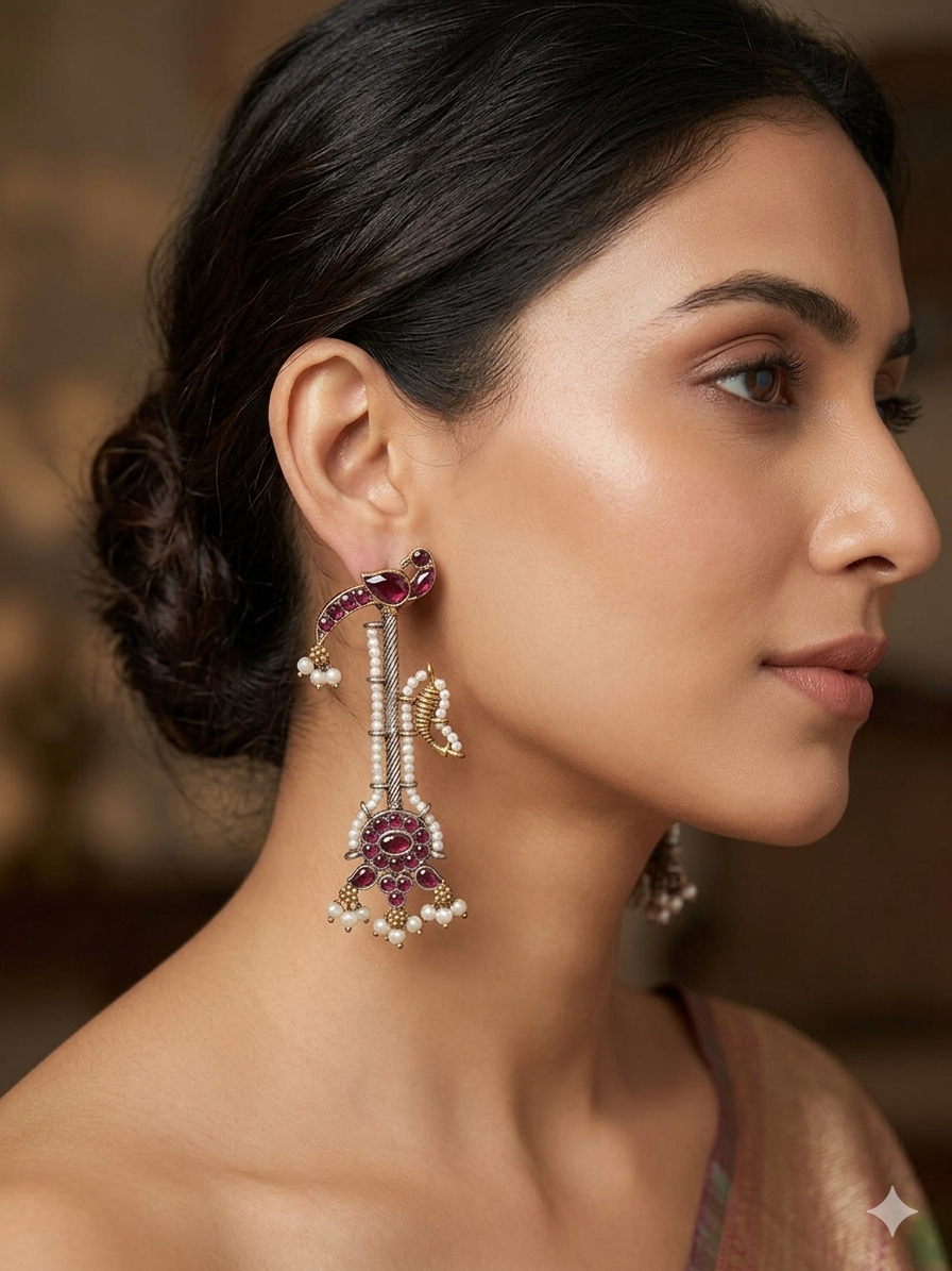 Peacock dualtone earrings | Ethnic earrings
