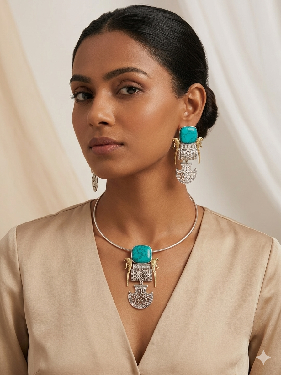 Alicia fusion dualtone hasli necklace set