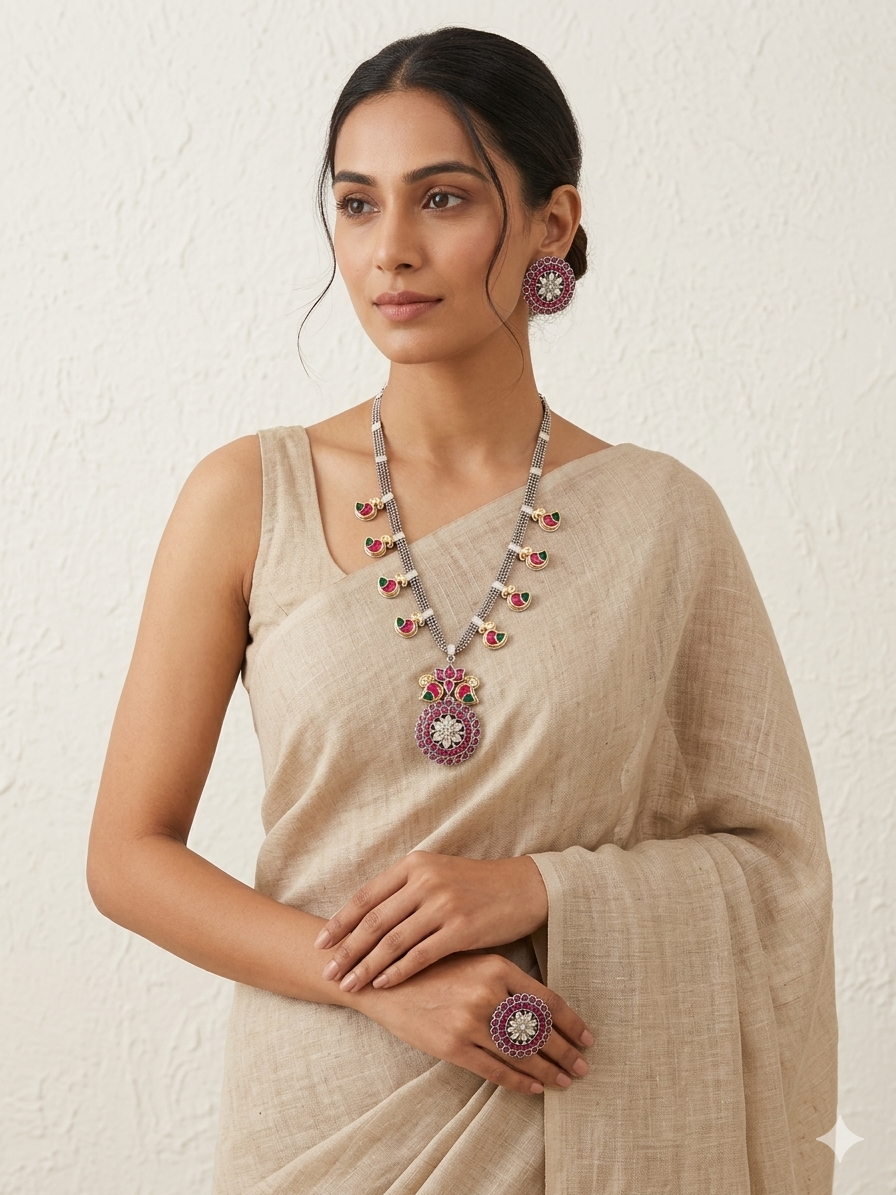 Achyutha Kemp choker necklace set