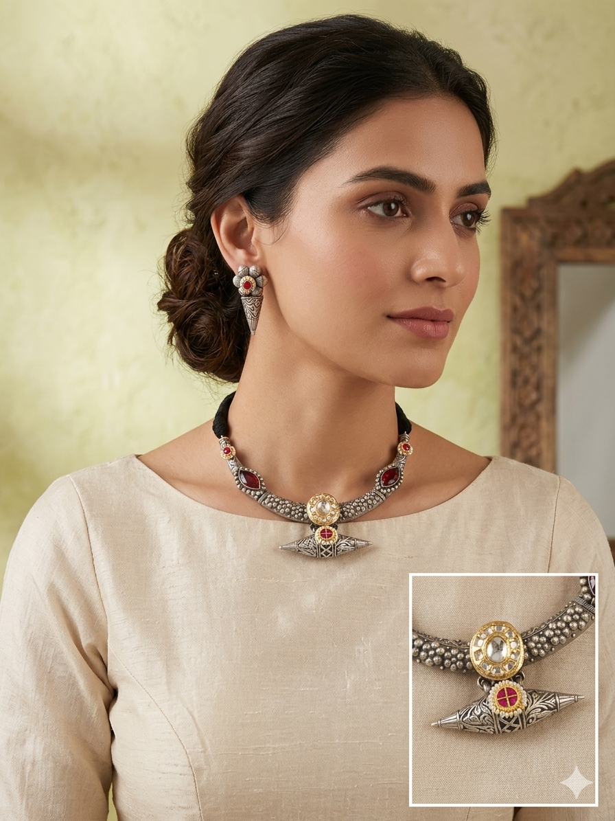 Achyutha fusion hasli necklace set