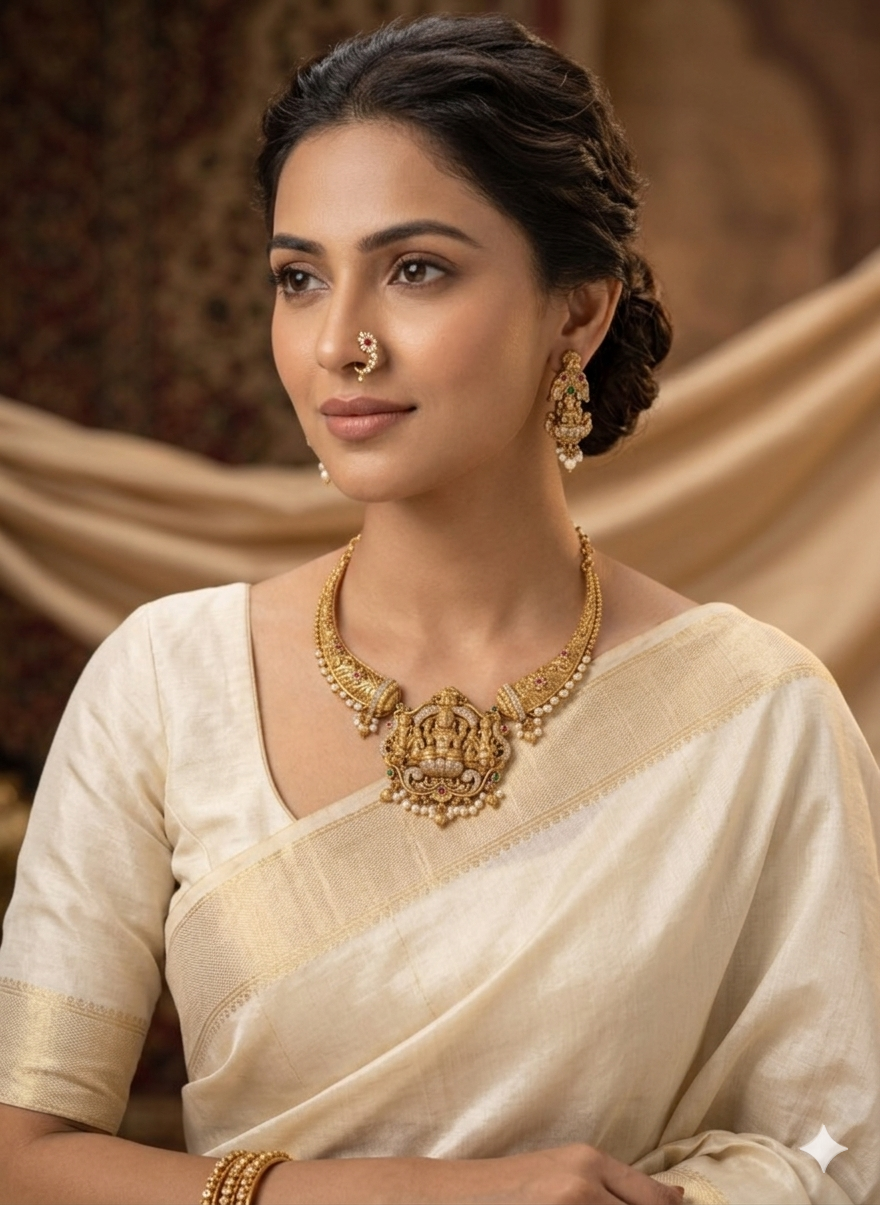 Lakshmi Temple Necklace Set – Traditional Indian Bridal Jewelry