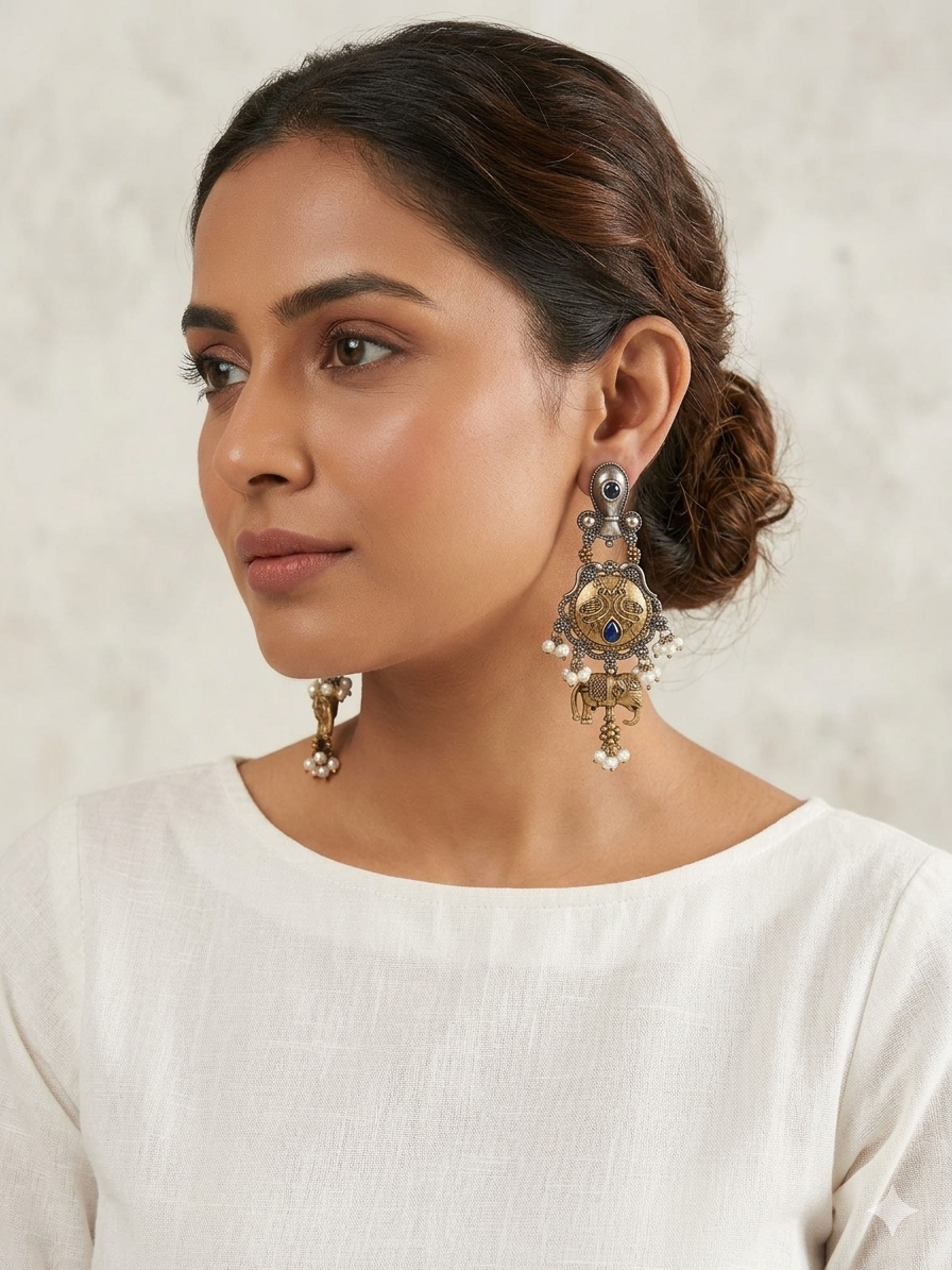 Elephant dualtone earrings