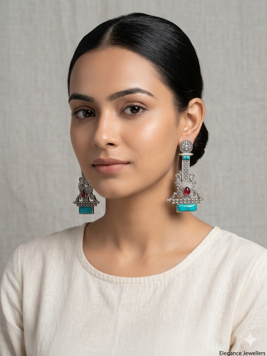 Anthara silveralike statement  earrings