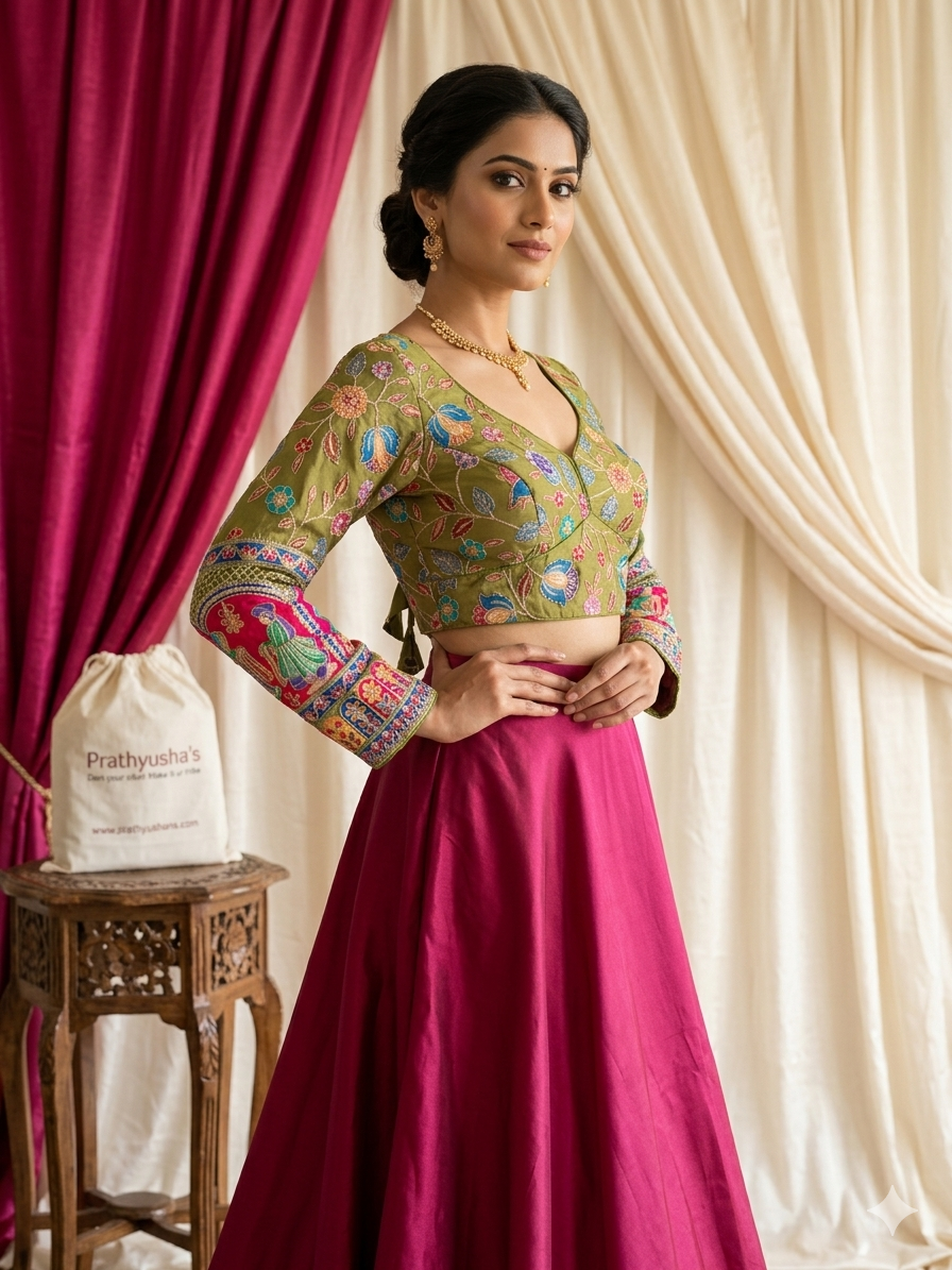 Crepe Viscose Embroidered Full-Sleeve Blouse