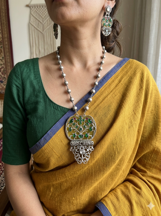 Asma silver alike fusion pendant necklace