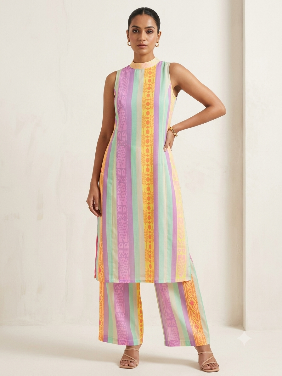 Pastel Khadi Cotton Co-ord Set – Timeless Elegance with a Modern Twist