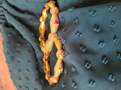 Cz gold plated pink bangles