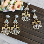 Deer dualtone Silver alike chandbali earrings