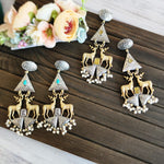 Deer dualtone Silver alike chandbali earrings