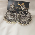 Black rodium plated jhumka earrings