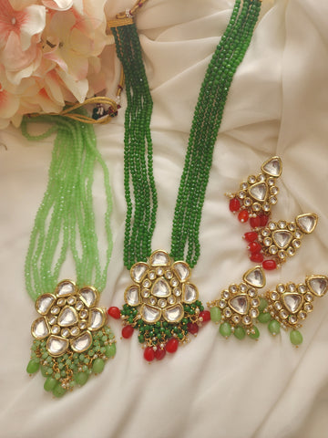 Aashwi kundan beaded necklace set