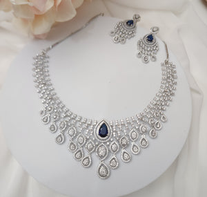 Aria sivertone CZ necklace set