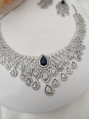 Aria sivertone CZ necklace set