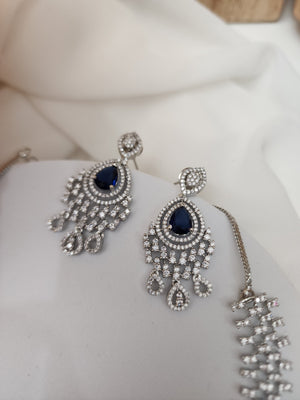 Aria sivertone CZ necklace set