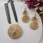 Bhuvi Gold plated black bead necklace set