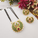 Bhuvi Gold plated black bead necklace set