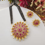 Bhavani Gold plated black bead necklace set