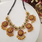 Bhanu Gold plated black bead necklace