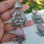 Ridhi silver polish fusion jhumka earrings