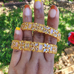 Cz gold plated pink bangles 2 '6 size