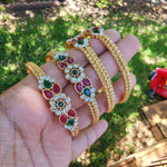Cz gold plated ruby color bangles