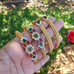 Cz gold plated ruby color bangles