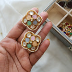 Ambu pachi kundan earrings