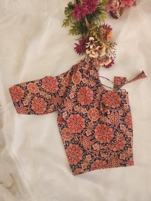 Ajrakh block print crop top blouse