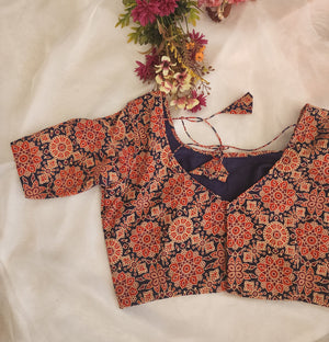Ajrakh block print crop top blouse