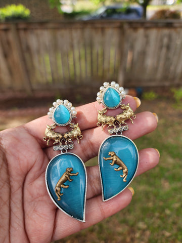 Mogul sabyasachi inspired dualtone silver alike earrings