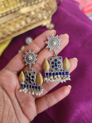 Mogul dualtone silver alike earrings