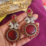 Mogul dualtone silver alike earrings